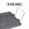 Pre-Seasoned Reversible Cast Iron BBQ Plate W/ Handle Grill Pan